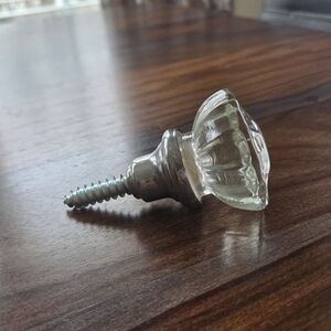Pretty Vintage Door Knob Clear Drawer Knob with Silver Base Screws In